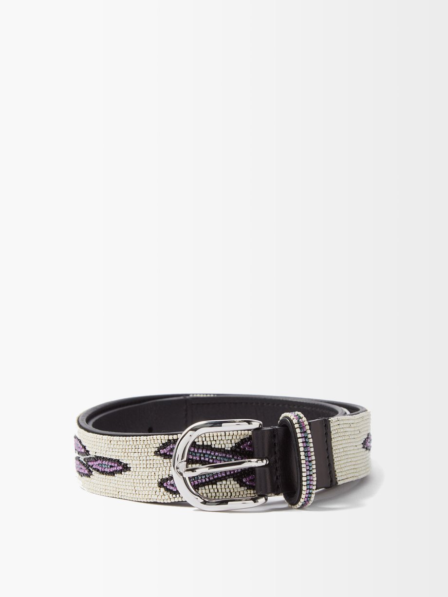 Isabel Marant White Kalibo beaded leather belt