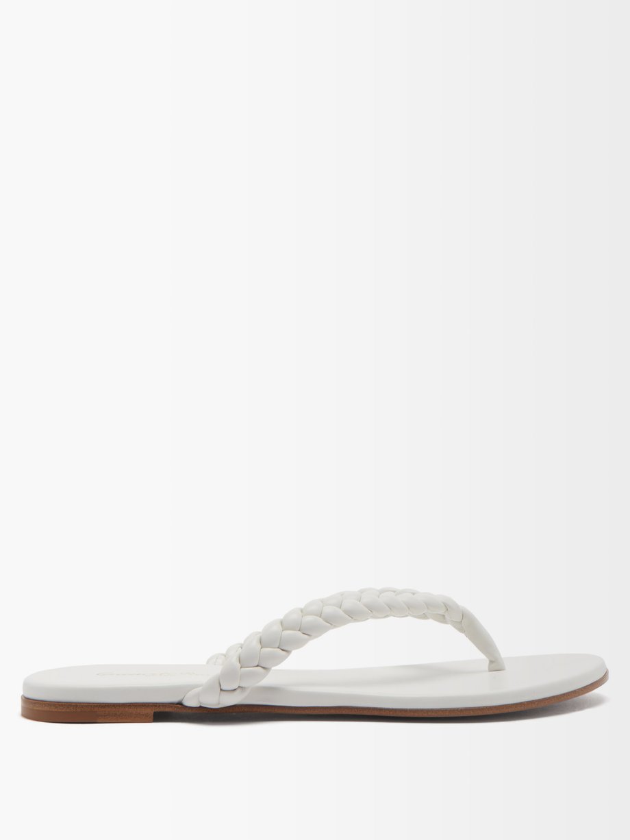 White Tropea braided leather flip-flops | Gianvito Rossi ...