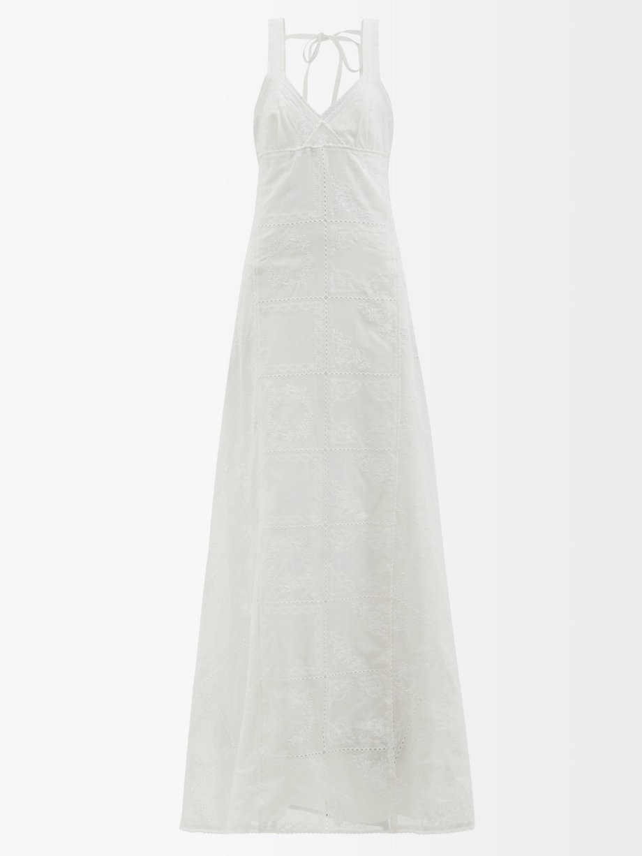 White Embroidered cotton-lawn maxi dress | Chloé | MATCHESFASHION UK