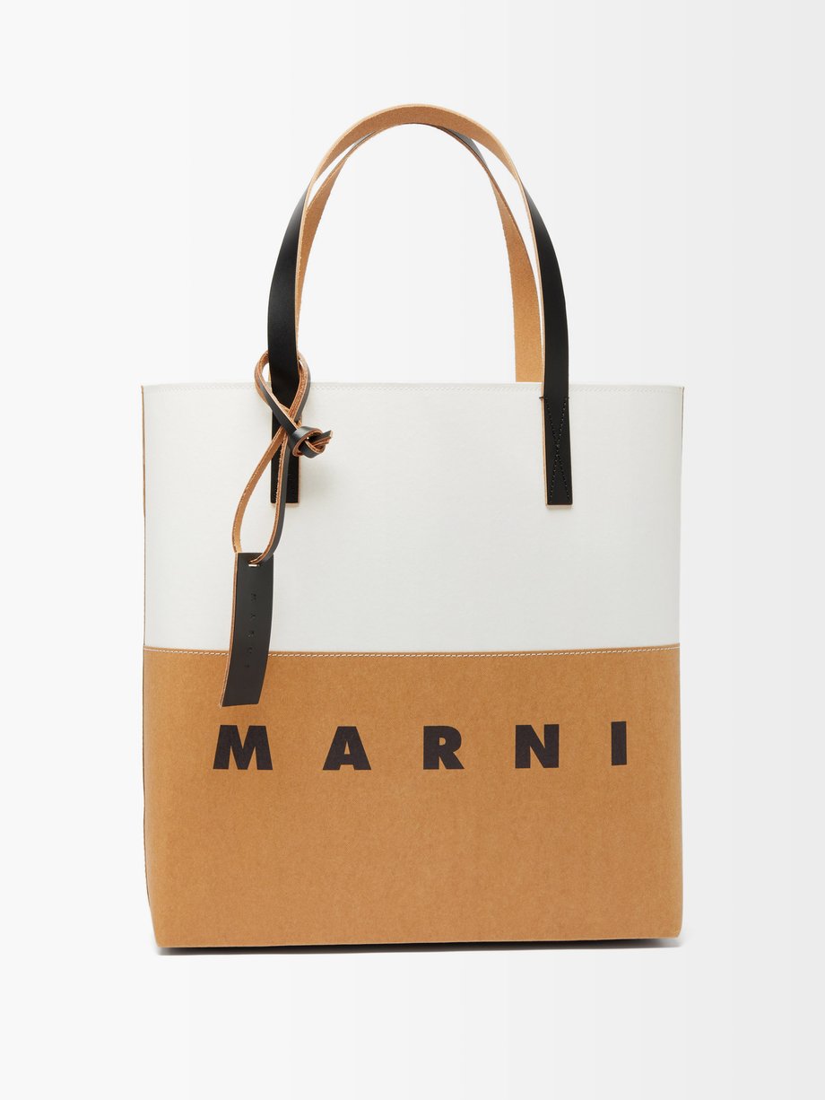 Marni Marni Paper coated-canvas tote bag Tan｜MATCHESFASHION（マッチズファッション)