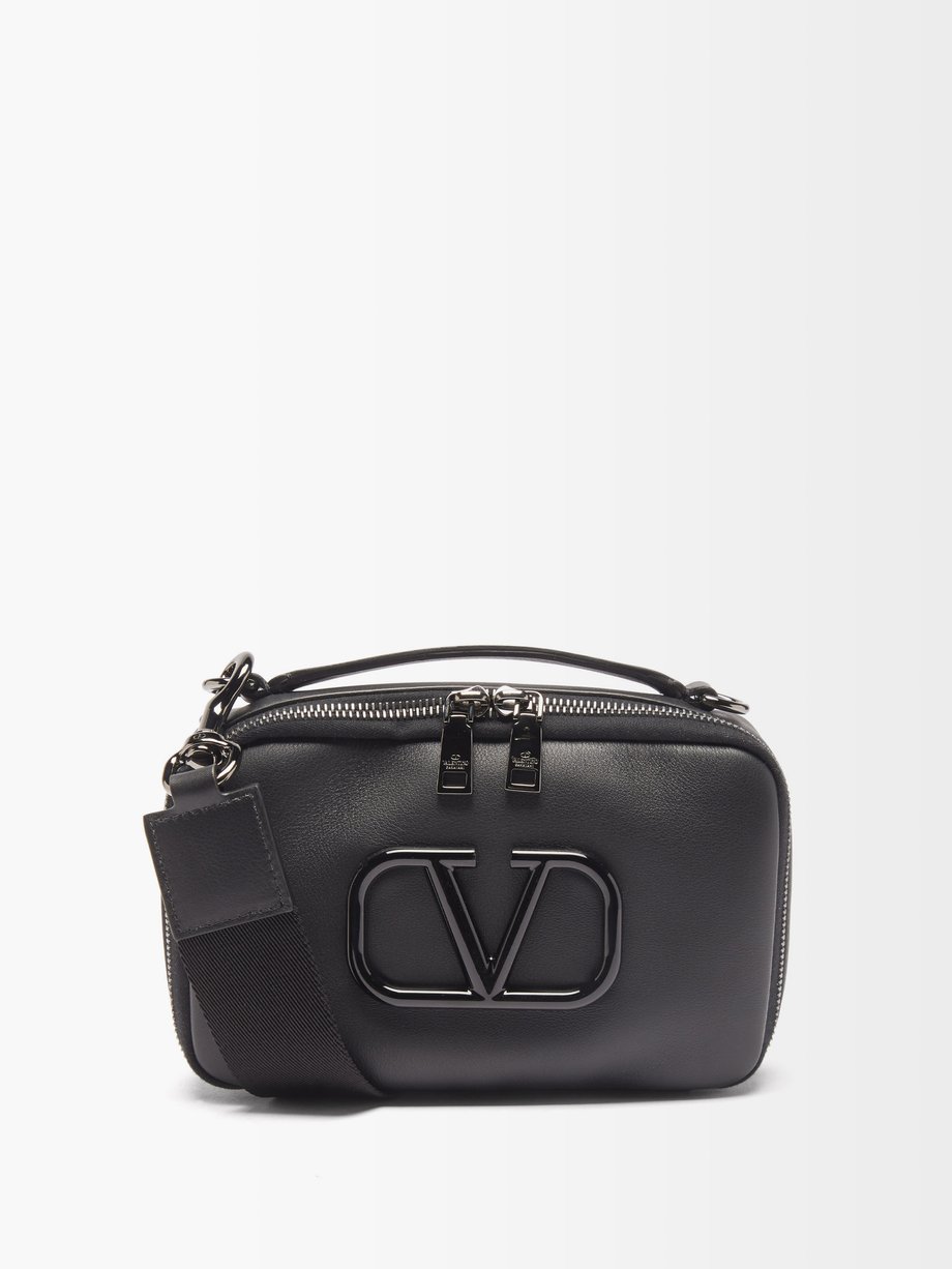 Black leather cross-body bag | Valentino US