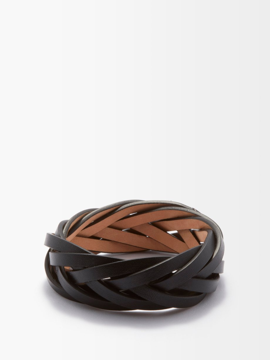 Foiled-logo braided-leather bracelet