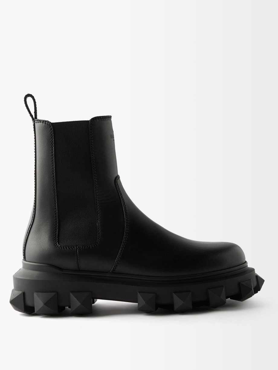 Black Trackstud Beatle leather Chelsea boots | Valentino ...