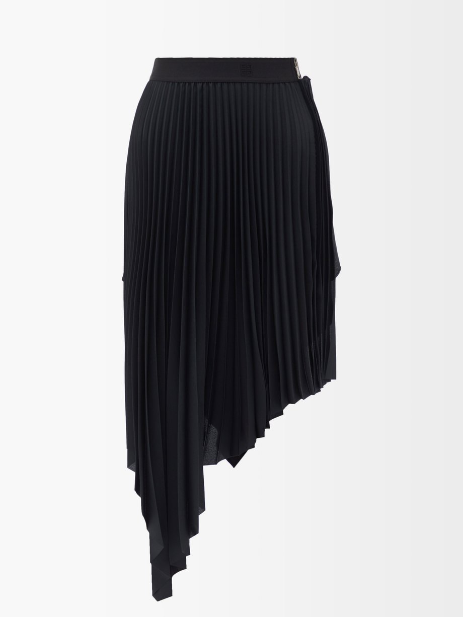 Asymmetric hem pleated midi skirt Black Givenchy | MATCHESFASHION FR