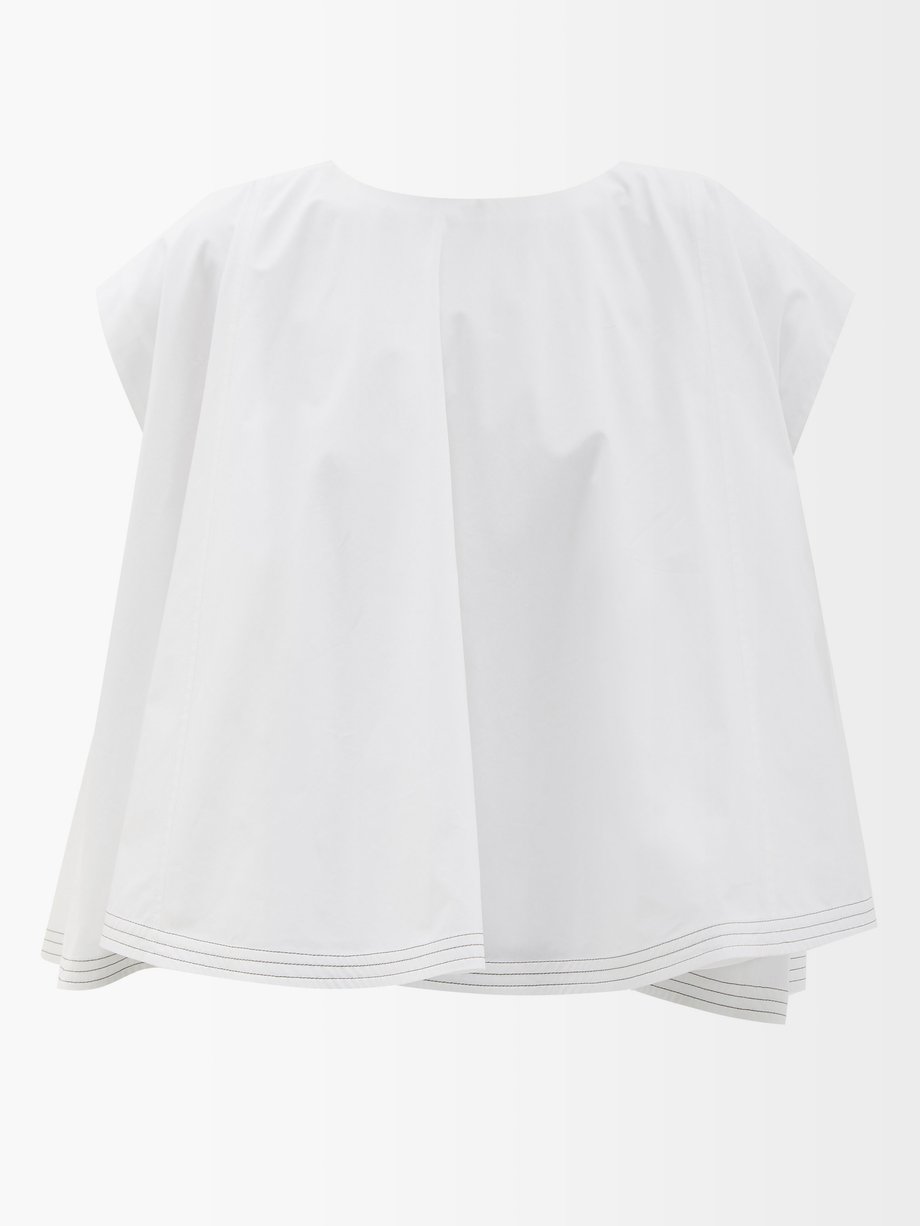 Loewe Loewe Cropped cotton-poplin top White｜MATCHESFASHION（マッチズファッション)