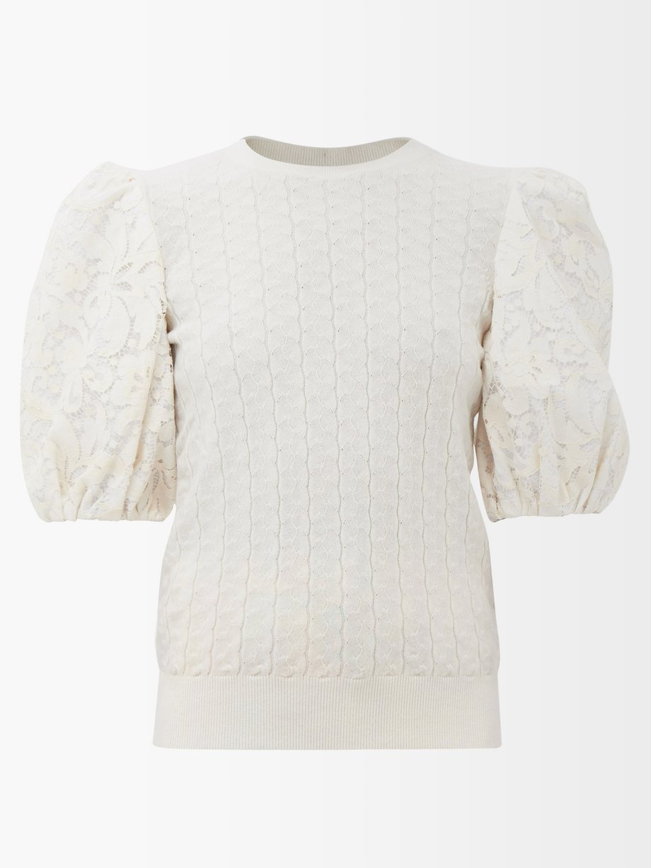 White Rosalyn merino-blend puff-sleeve sweater | Erdem | MATCHESFASHION UK