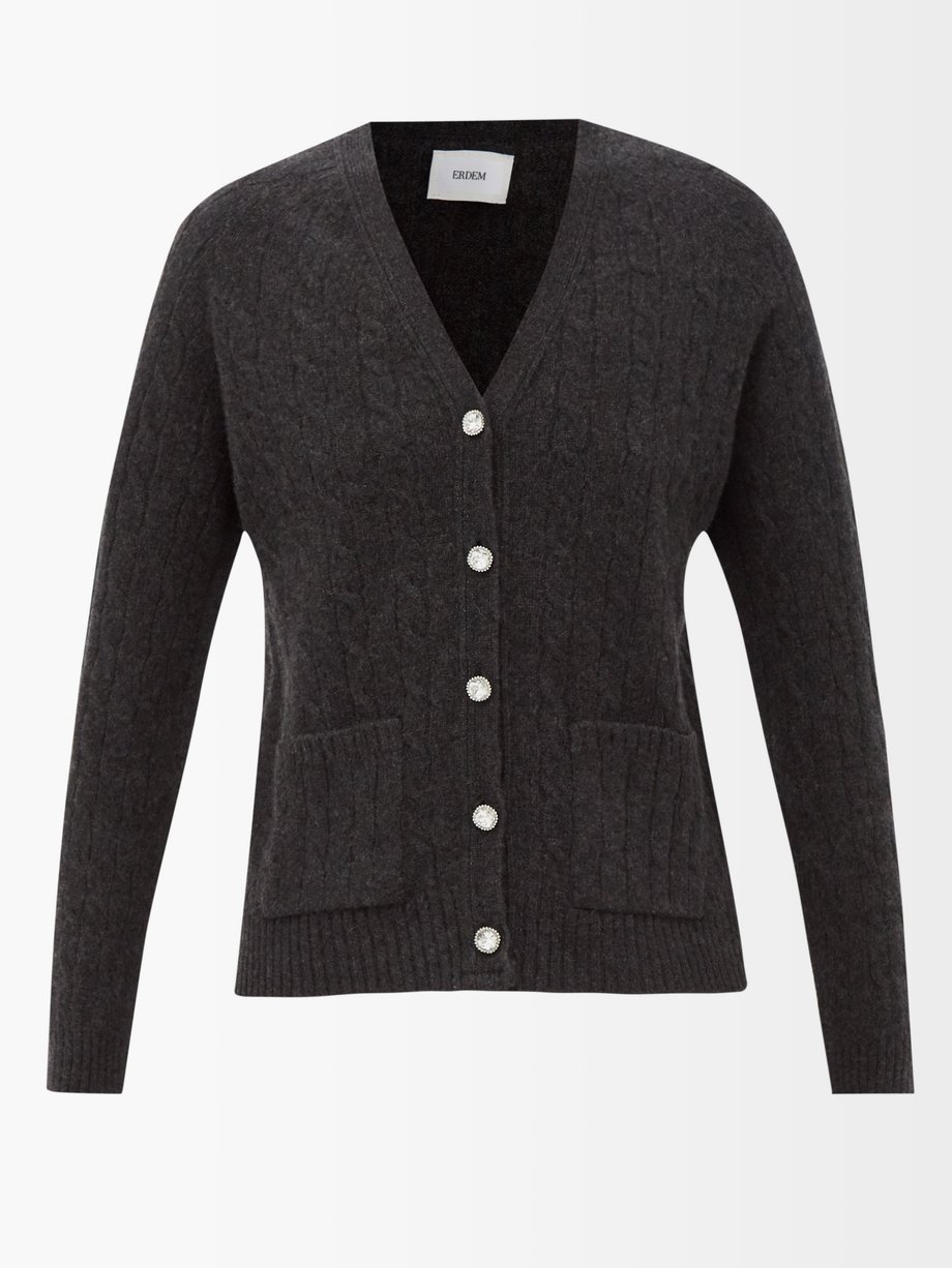 Sloane crystal-button cashmere cardigan Grey Erdem | MATCHESFASHION FR