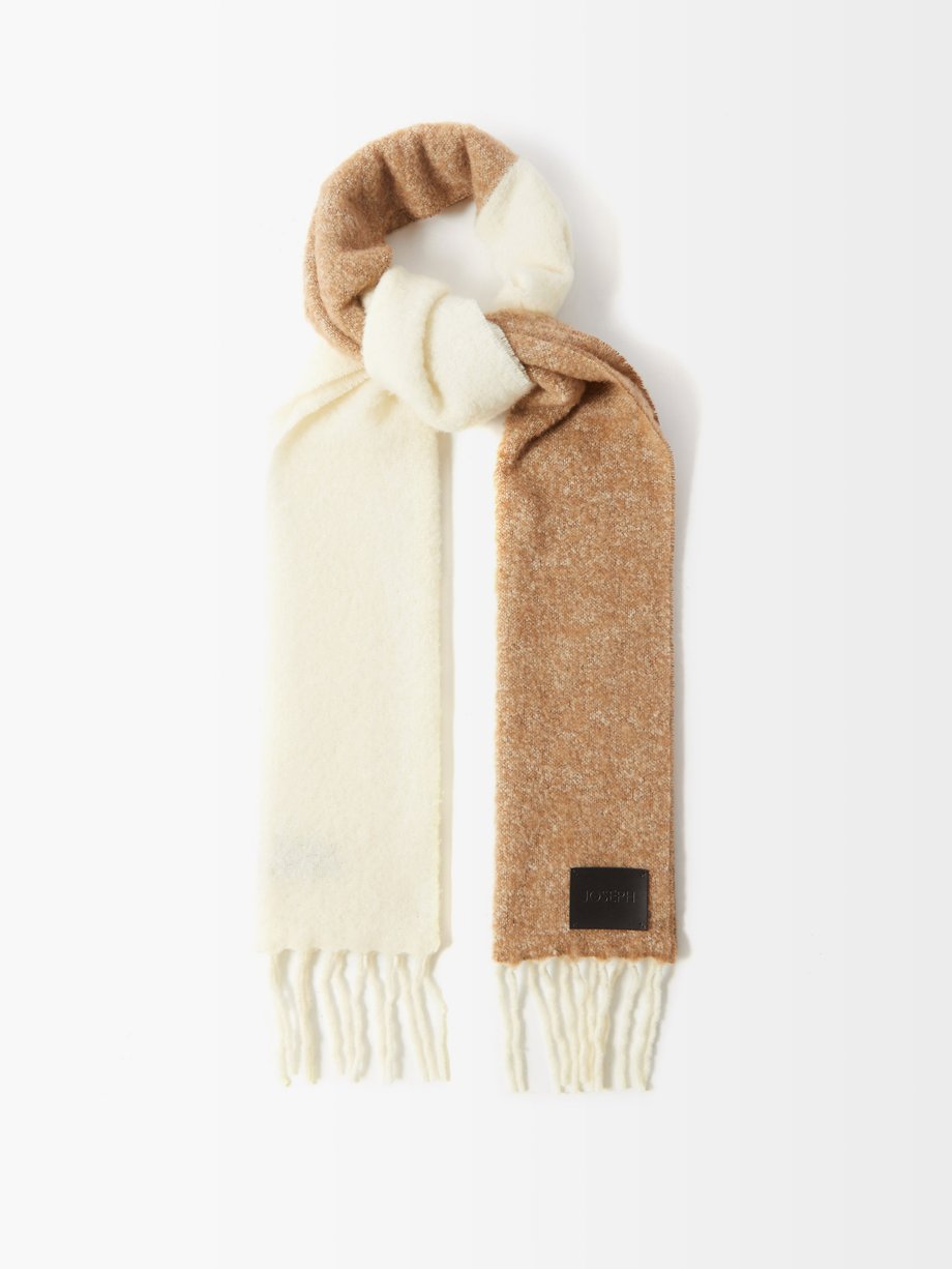 Womens Adele Colour-block Wool-blend Scarf MATCHESFASHION Women Accessories Scarves Brown White 
