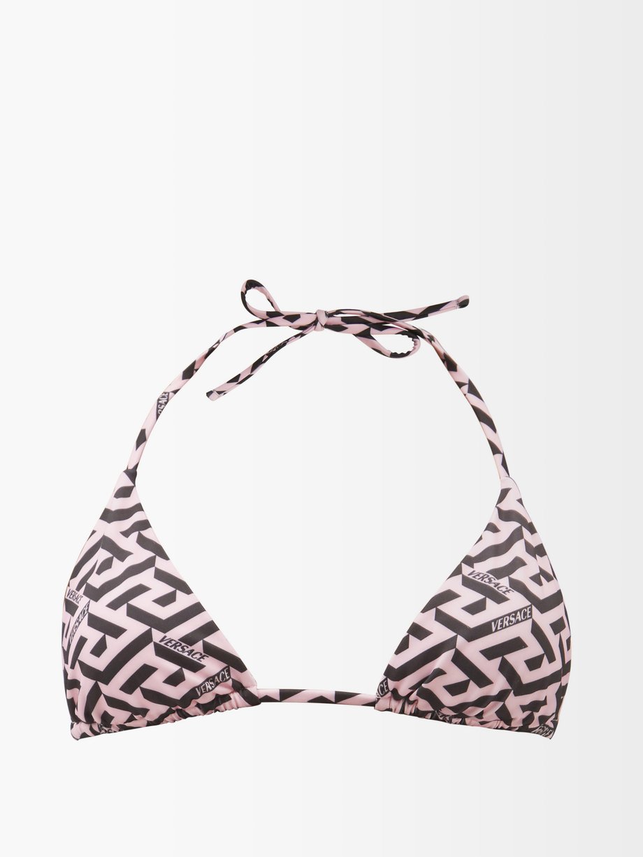 Print Greca-print jersey triangle bikini top | Versace | MATCHESFASHION AU