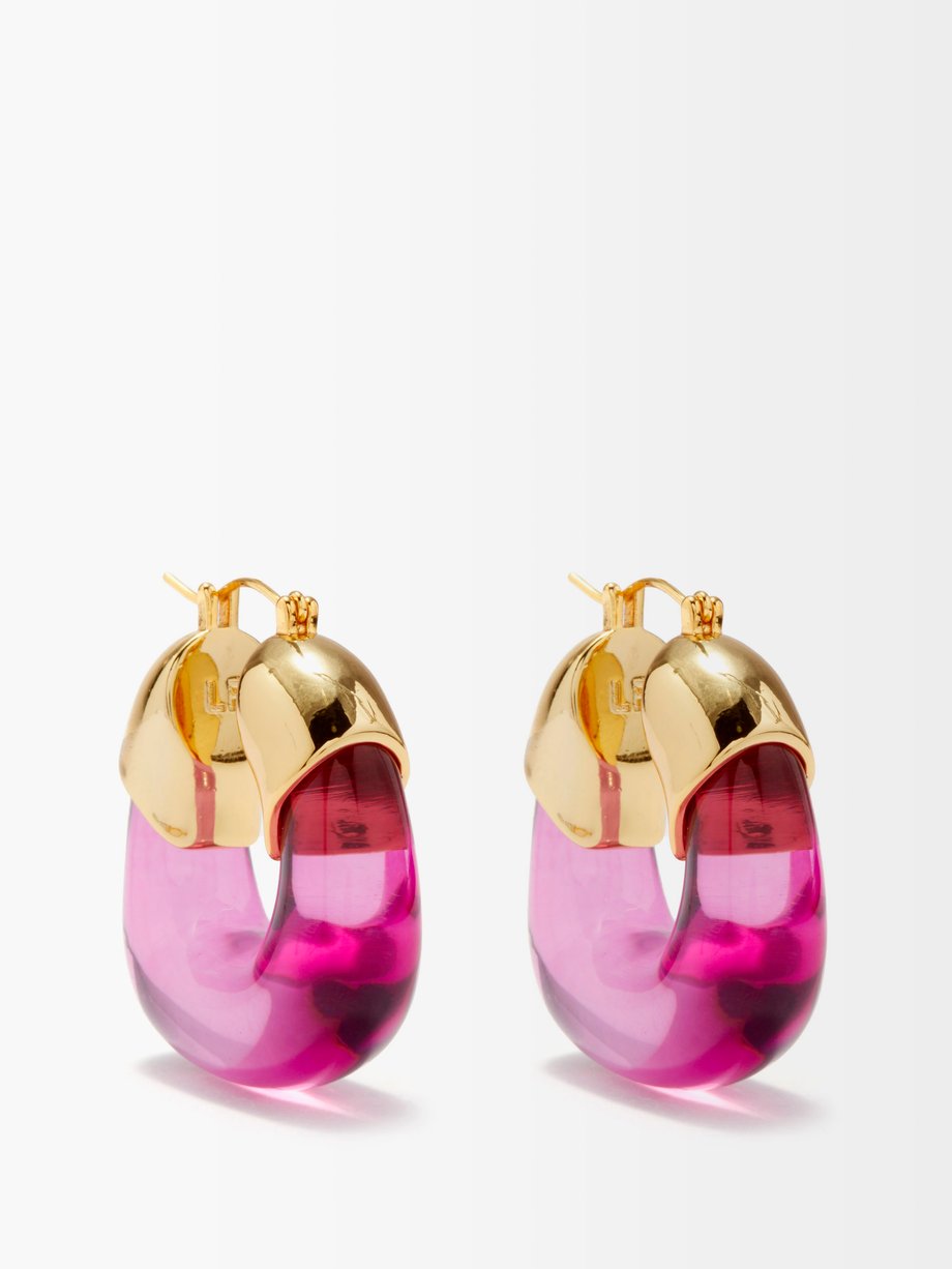 Pink The Organic gold-plated hoop earrings | Lizzie Fortunato ...