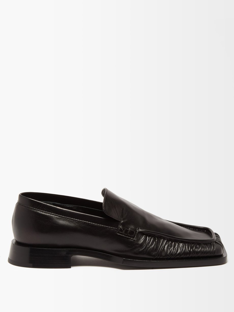 Black Ruched leather loafers | Jil Sander | MATCHESFASHION US