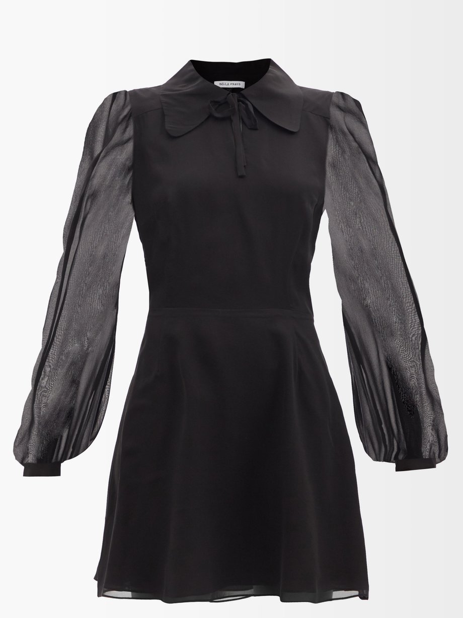 Backing Singer silk-georgette mini dress Black Bella Freud ...