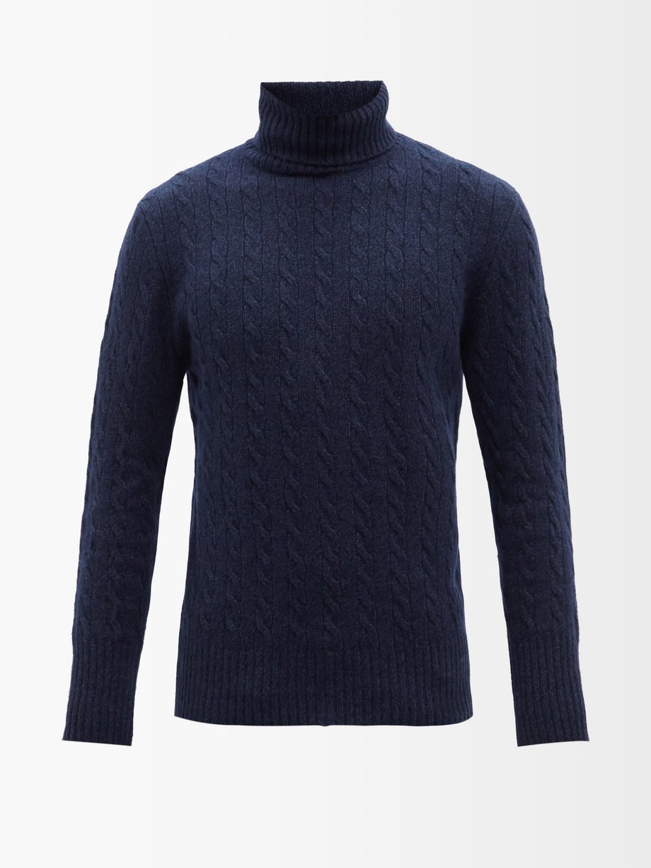 Navy Nikos merino wool-blend roll-neck sweater | Erdem | MATCHESFASHION US