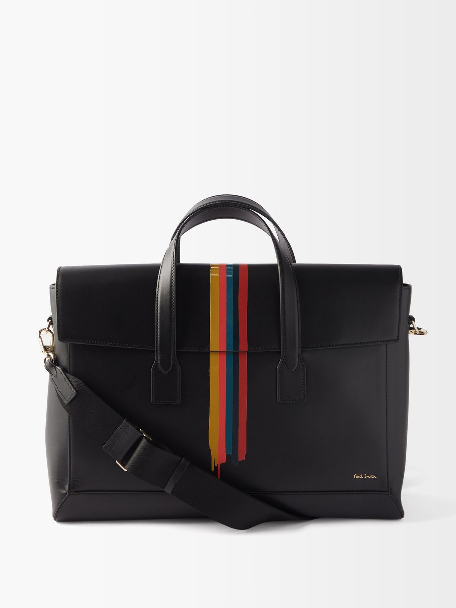 폴 스미스 페인팅 스트라이프 서류 가방 Paul Smith Black Painted Stripe leather briefcase