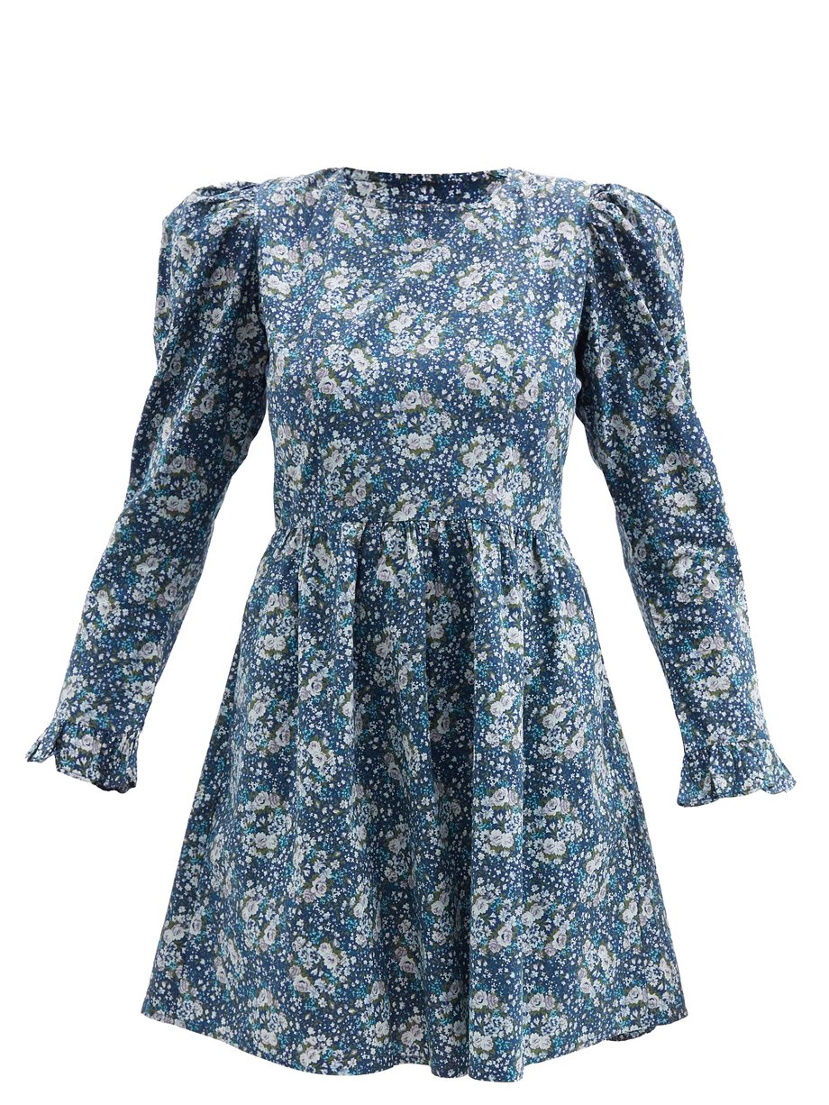 Batsheva Blue X Laura Ashley Prairie floral-print cotton dress | 매치스패션 ...