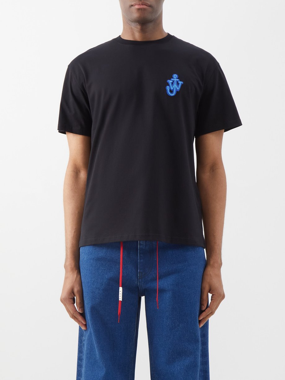 JW Anderson JW Anderson Anchor logo-patch cotton-jersey T-shirt Black ...