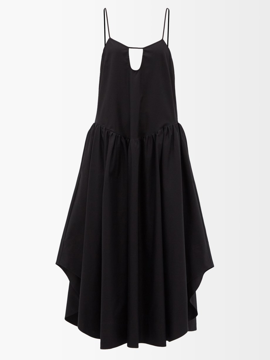 Black Norelle cotton-twill midi dress | Khaite | MATCHESFASHION AU