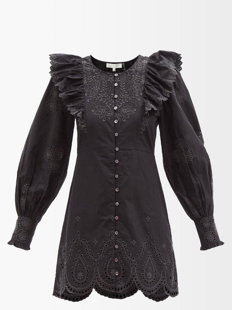 Tullia embroidered-cotton mini dress Black LoveShackFancy