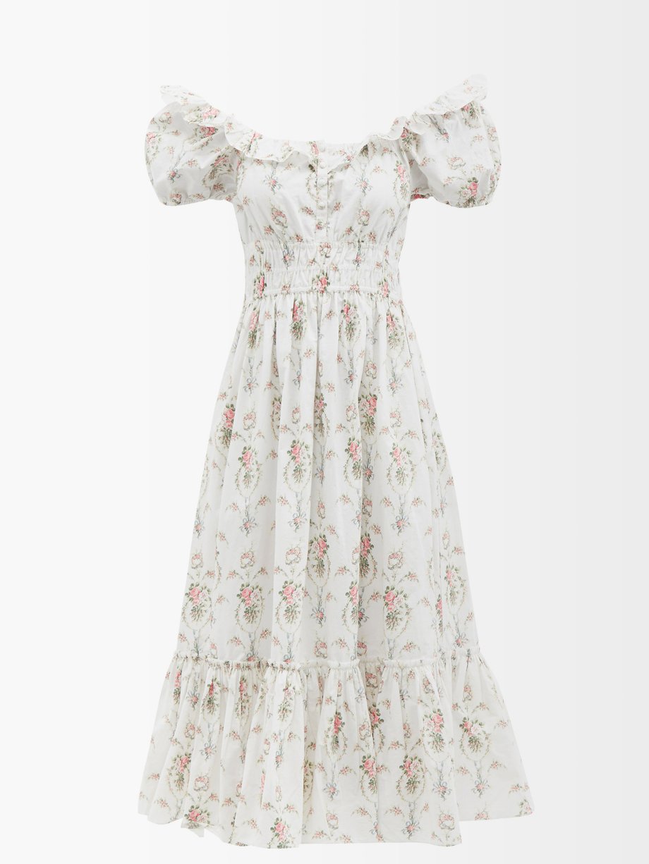 Terrence floral-print cotton midi dress ...