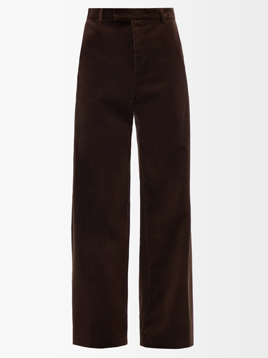 Slacks and Chinos Wide-leg and palazzo trousers Galvan London Synthetic Winter Sun Velvet Jacket in Brown Womens Clothing Trousers 