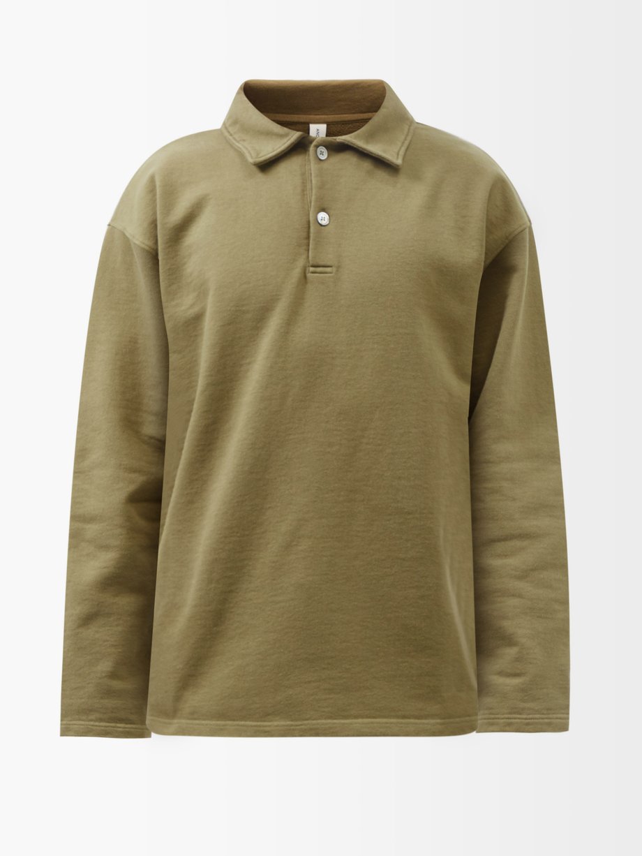 ANOTHER ASPECT Green Organic-cotton jersey polo shirt | 매치스패션, 모던 럭셔리