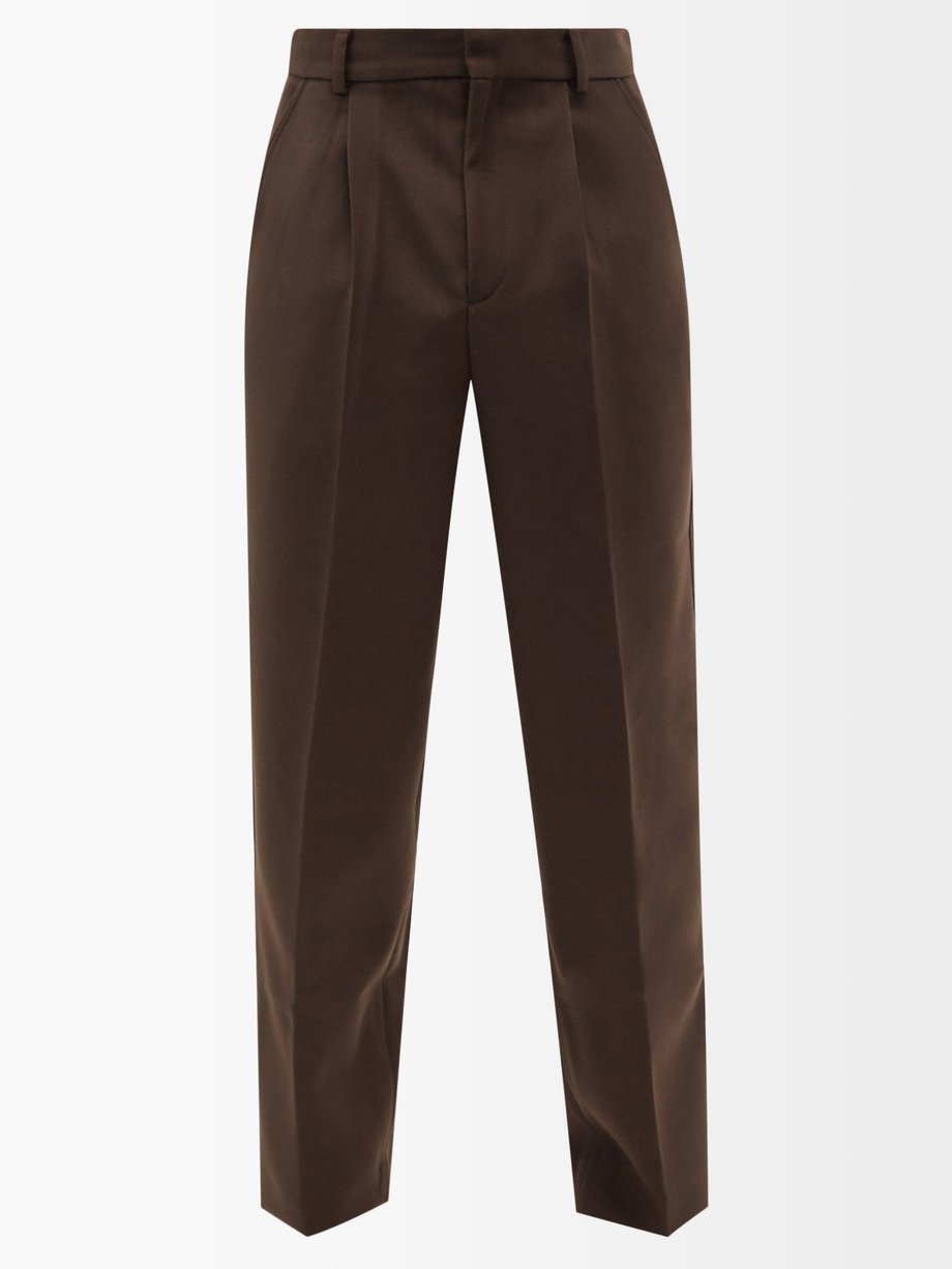 Another Aspect ANOTHER ASPECT Pleated wool-blend trousers Brown