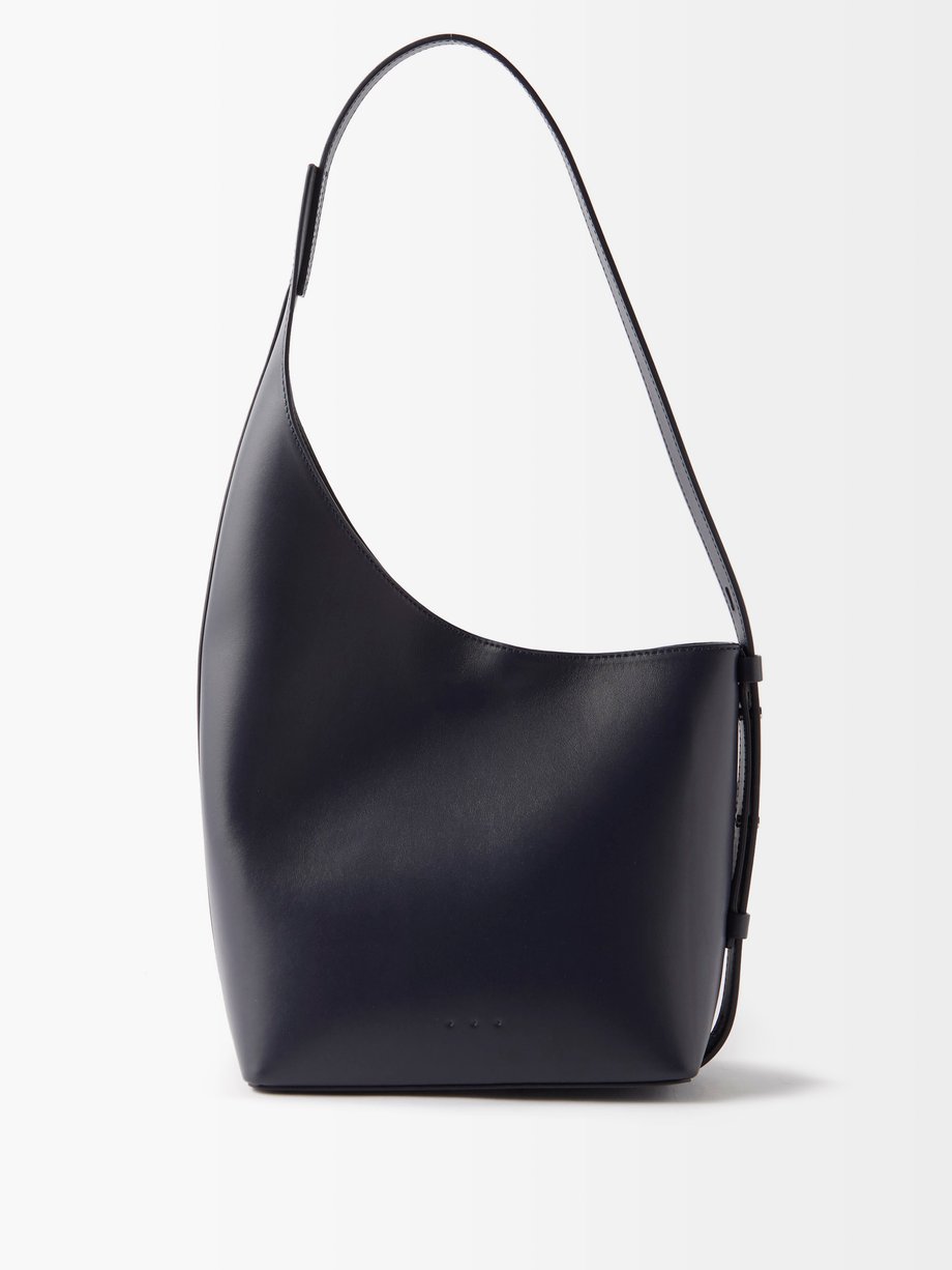 Aesther Ekme Blue Demi Lune leather bucket bag | 매치스패션, 모던 럭셔리 온라인 쇼핑