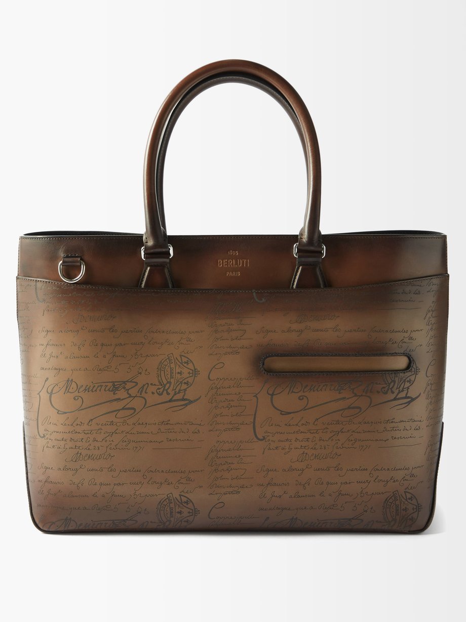 Scritto Venezia-leather tote bag Brown Berluti | MATCHESFASHION FR