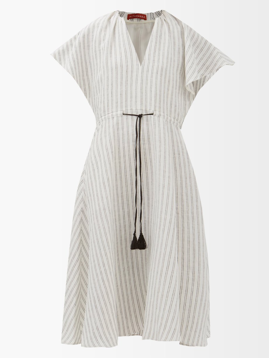White Romy striped linen-hopsack kaftan dress | Altuzarra ...