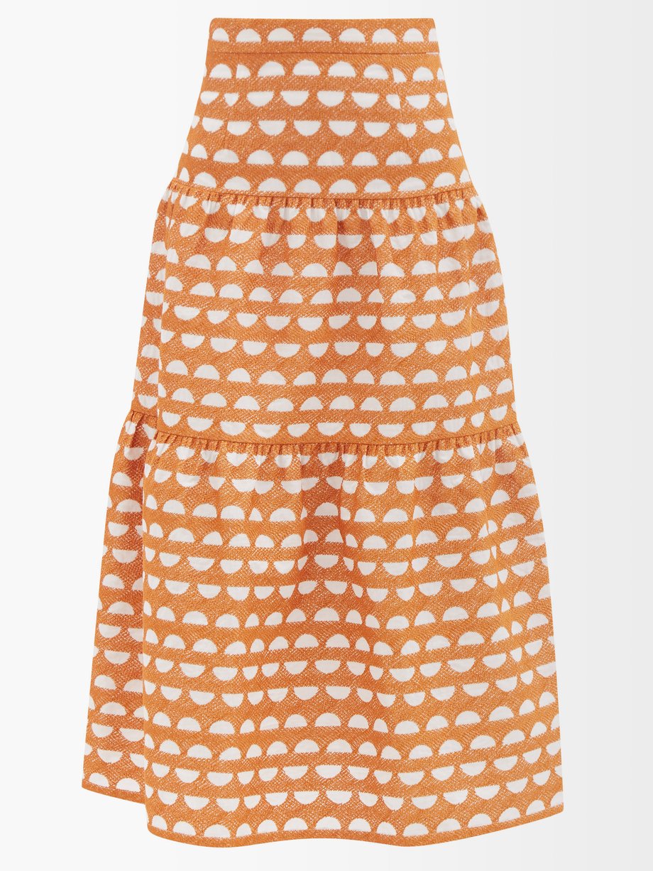 embroidered skirt orange