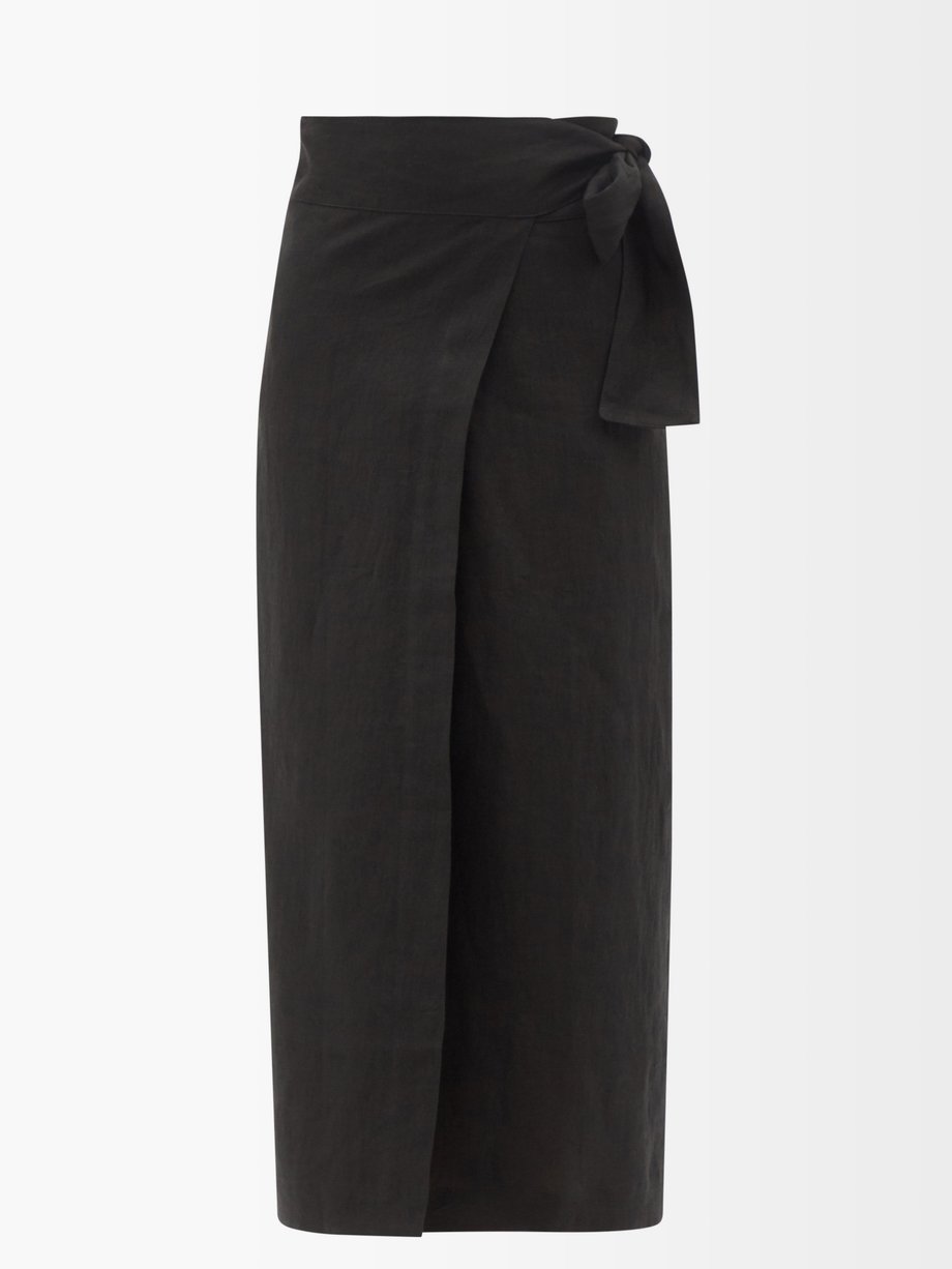 Benjamina linen wrap skirt Black Three Graces London | MATCHESFASHION FR