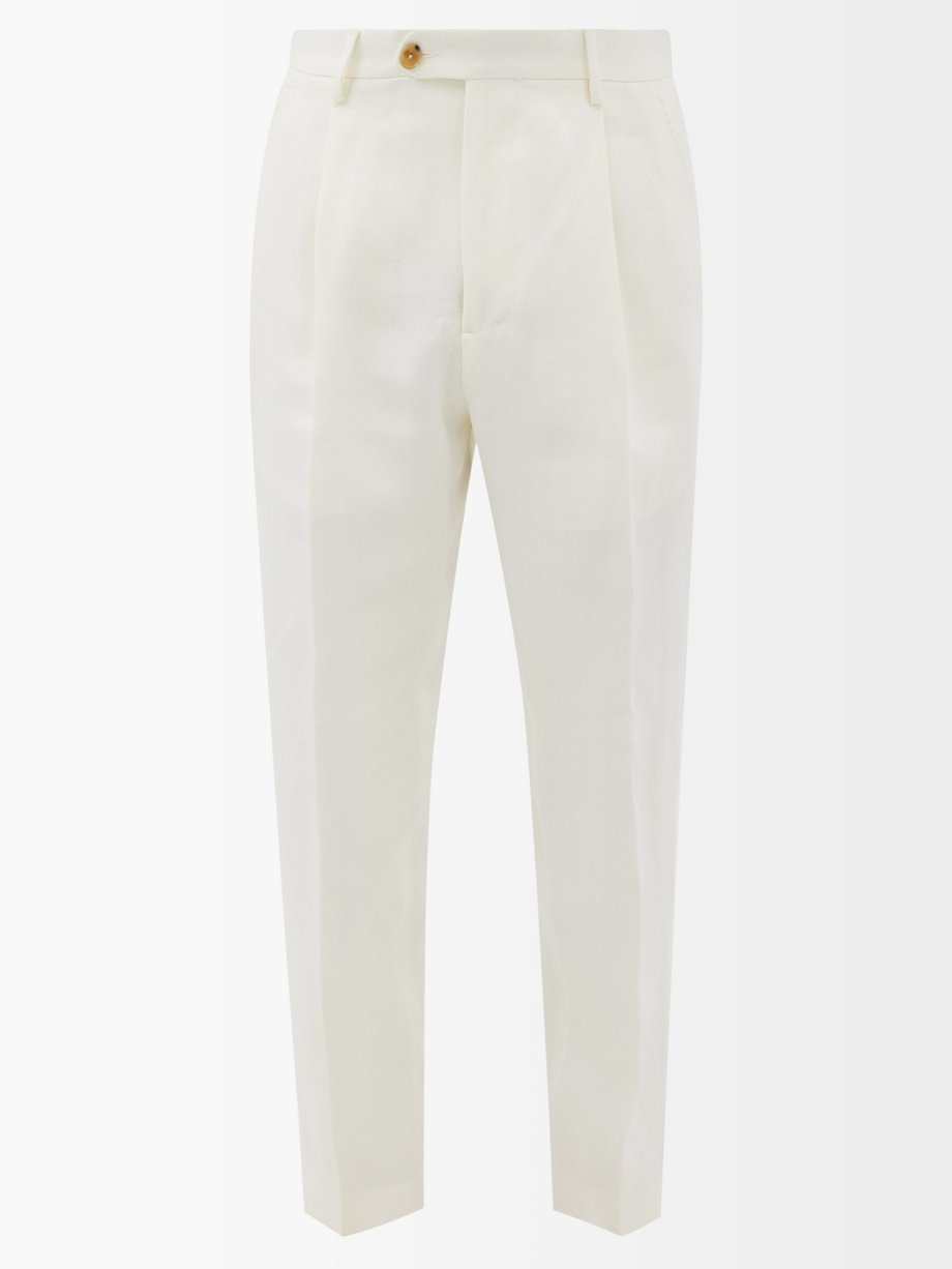 Neutral Pleated linen trousers | Umit Benan B+ | MATCHESFASHION UK