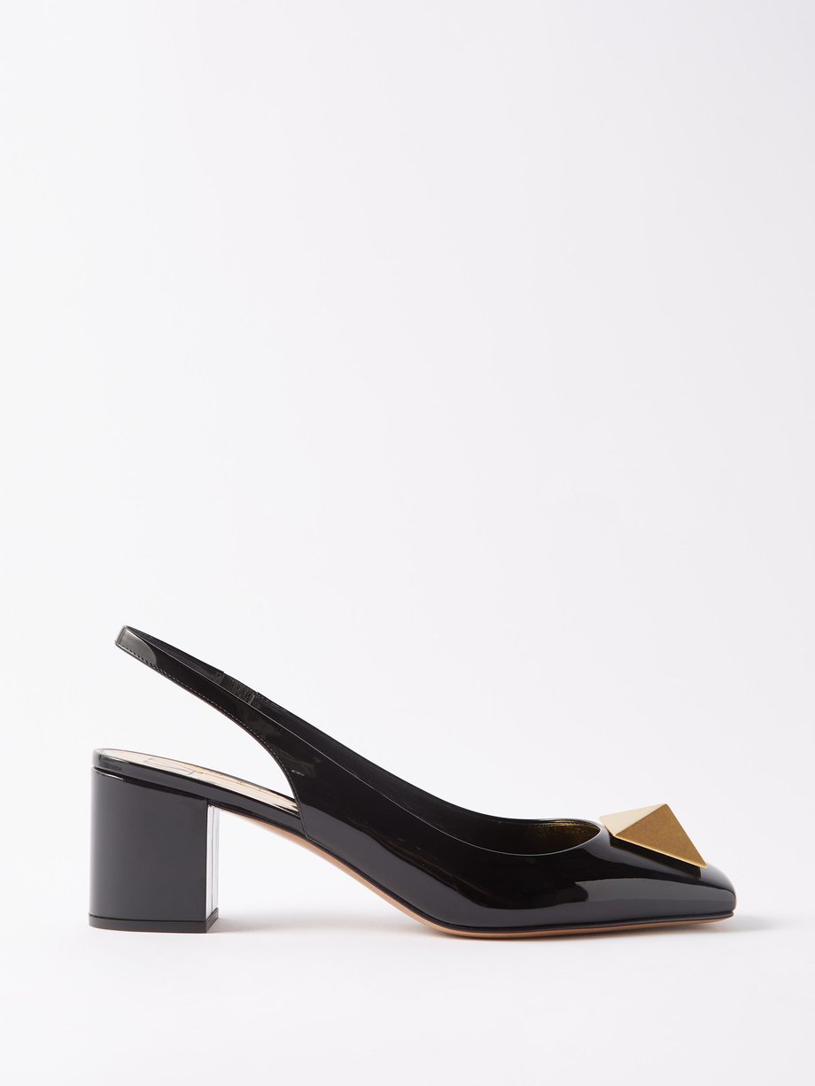 One Stud patent-leather slingback pumps