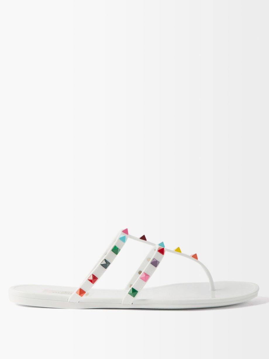 발렌티노 락스터드 젤리 슬리퍼 Valentino WHITE MULTI Rockstud PVC jelly sandals