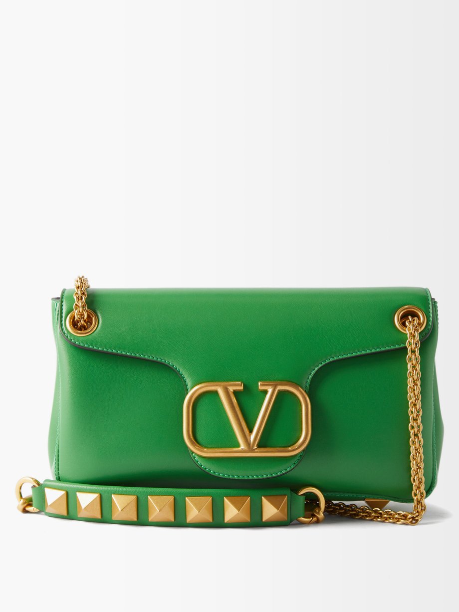 Green Stud Sign leather shoulder bag | Valentino | MATCHESFASHION UK