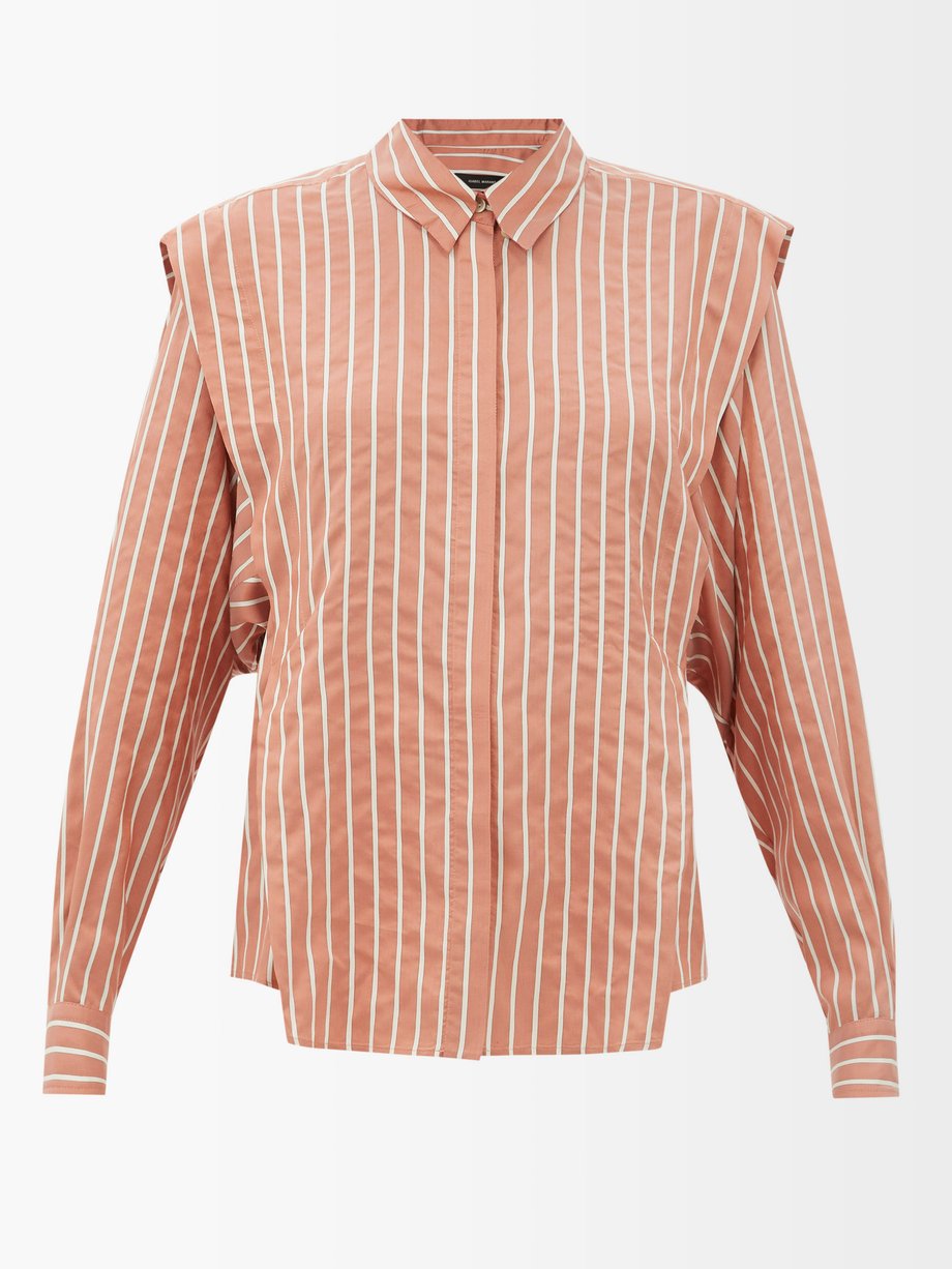 Red Sotalki layered-shoulder striped silk-blend shirt | Isabel Marant ...