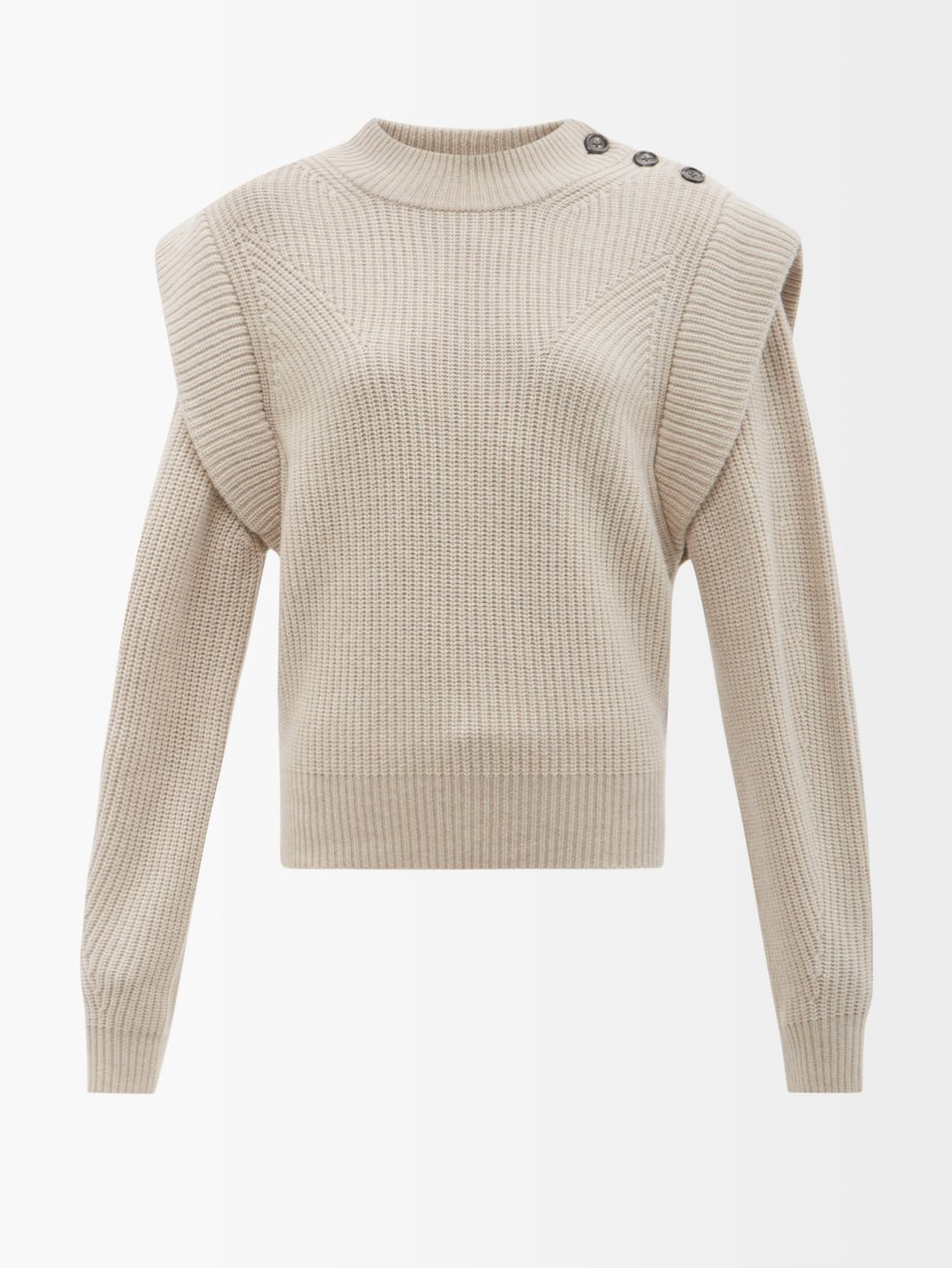 Beige Peggy buttoned-shoulder wool-blend sweater | Isabel Marant ...