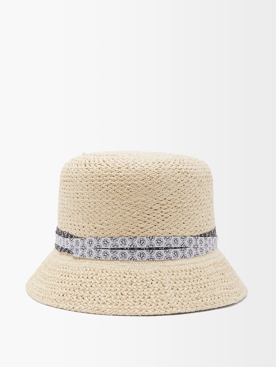 Beige Kendall woven brisa-straw bucket hat | Maison Michel ...