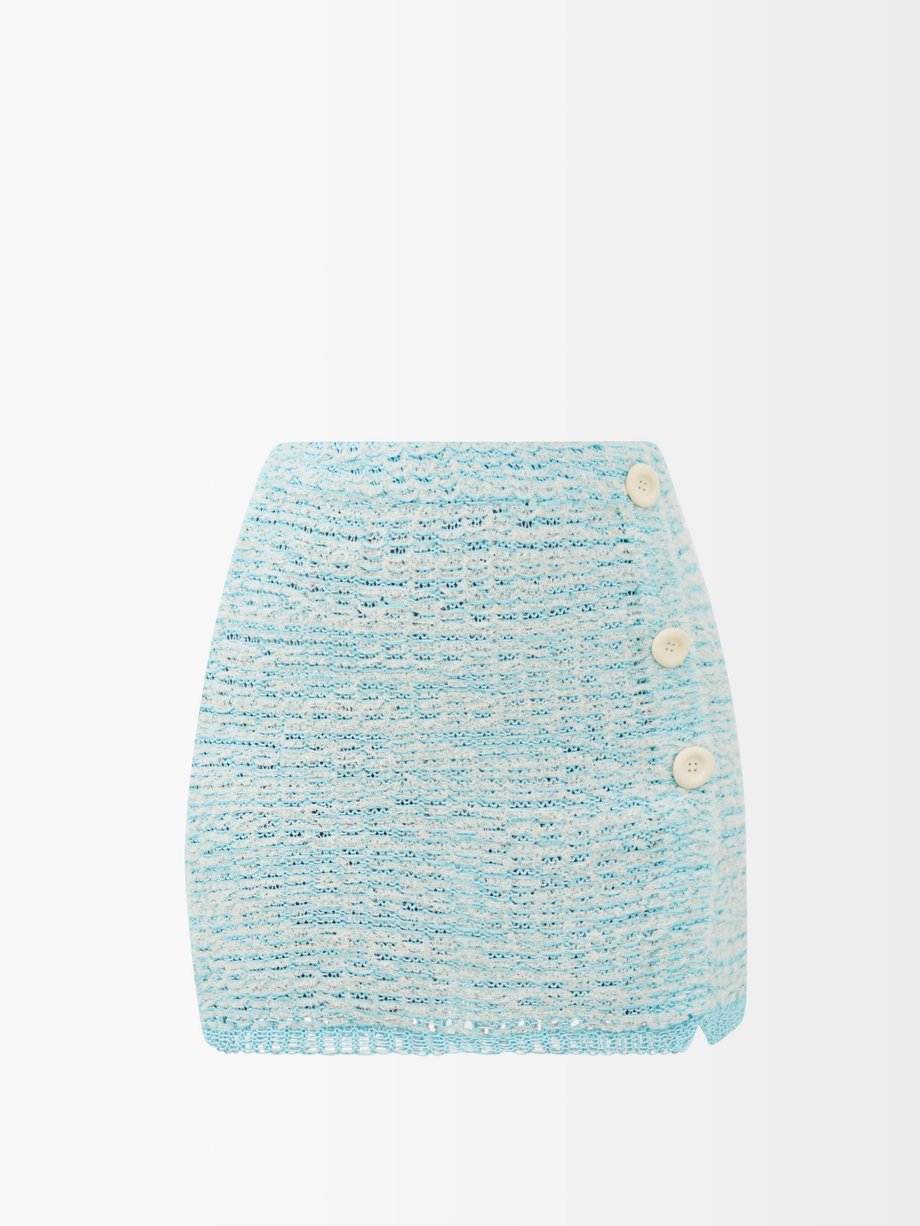Womens Light Blue Kelroy Knitted Cotton-blend Mini Skirt MATCHESFASHION Women Clothing Skirts Mini Skirts 