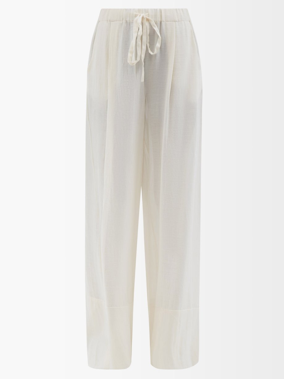 Neutral Olympia organic-cotton wide-leg trousers | Loup Charmant ...