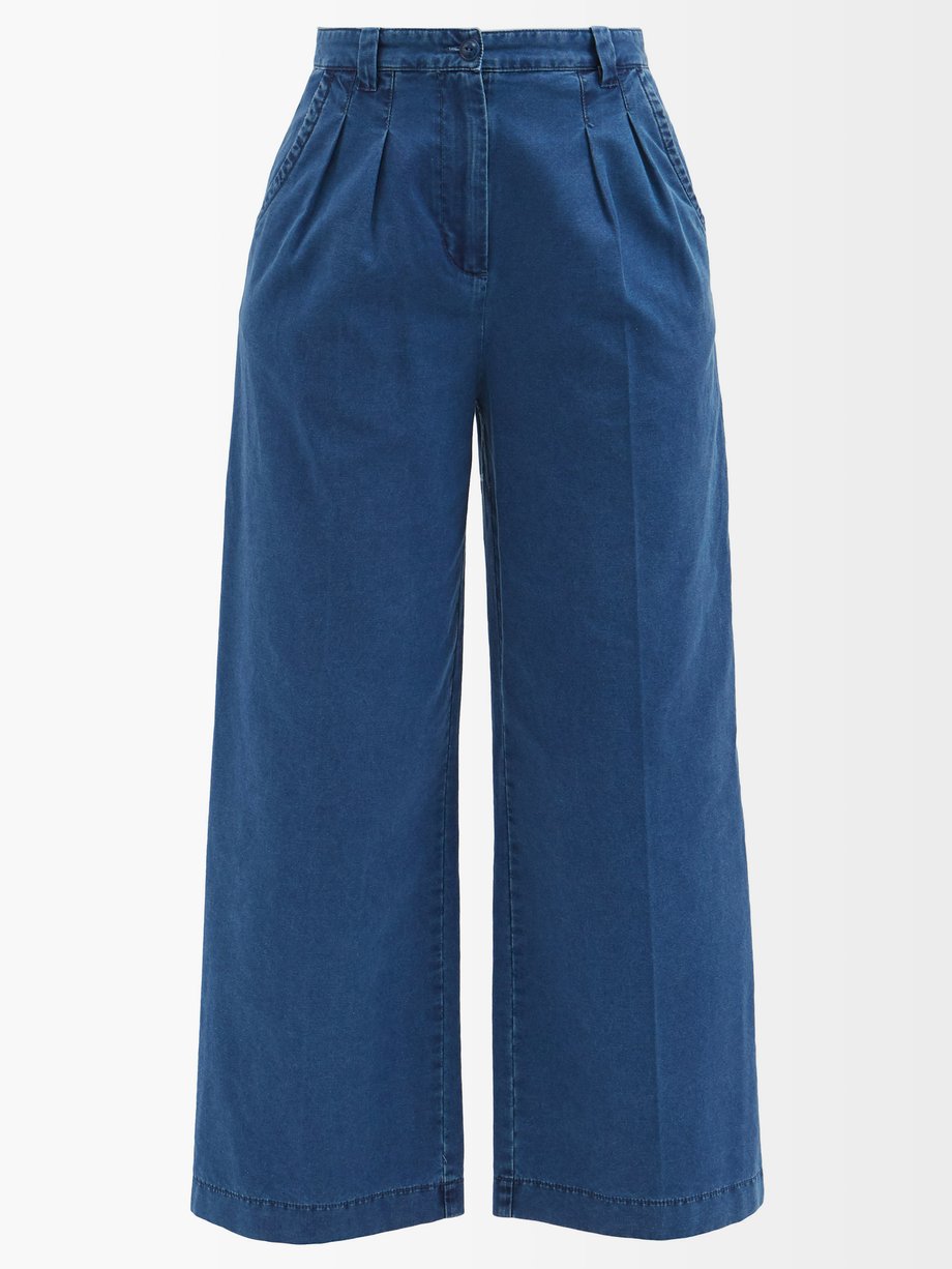 Blue Tressie cotton-canvas wide-leg trousers | A.P.C. | MATCHESFASHION US