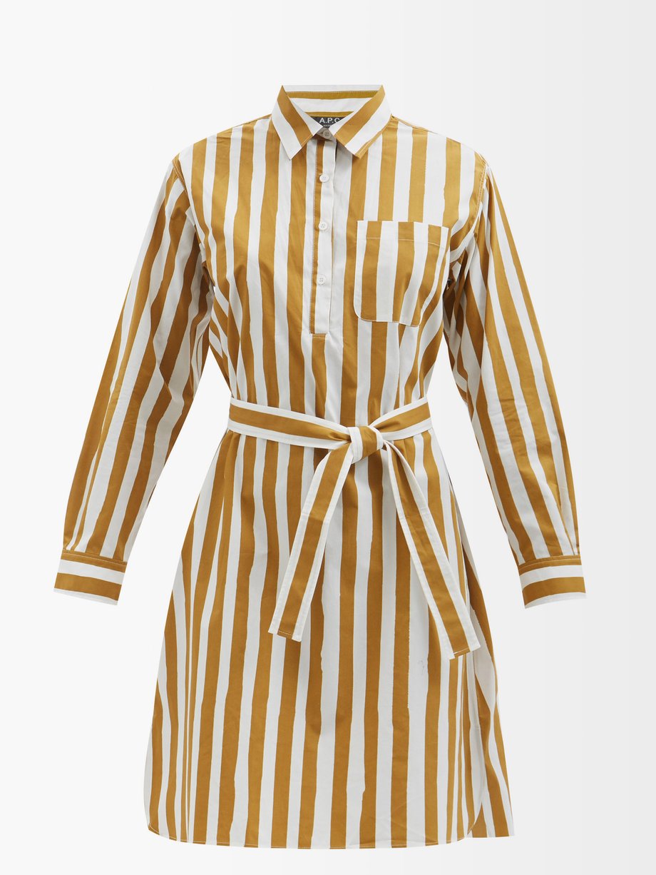 아페쎄 A.P.C. Yellow Plaja striped cotton-poplin shirt dress