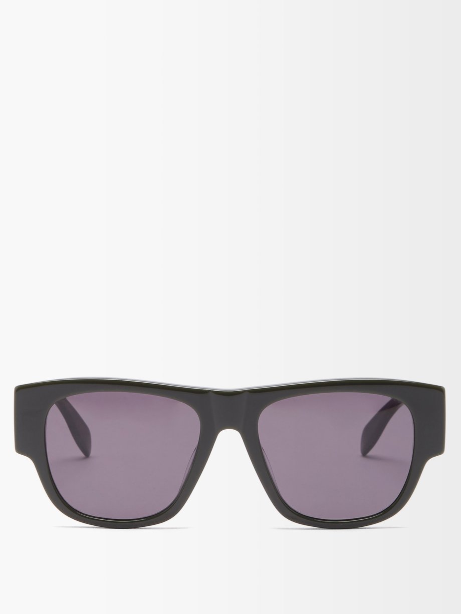 Alexander McQueen Eyewear Green Graffiti-logo square acetate sunglasses ...
