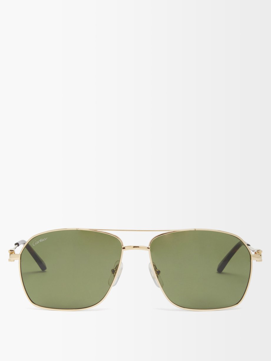 MATCHESFASHION Men Accessories Sunglasses Aviator Sunglasses Green Mens Aviator Metal Sunglasses 