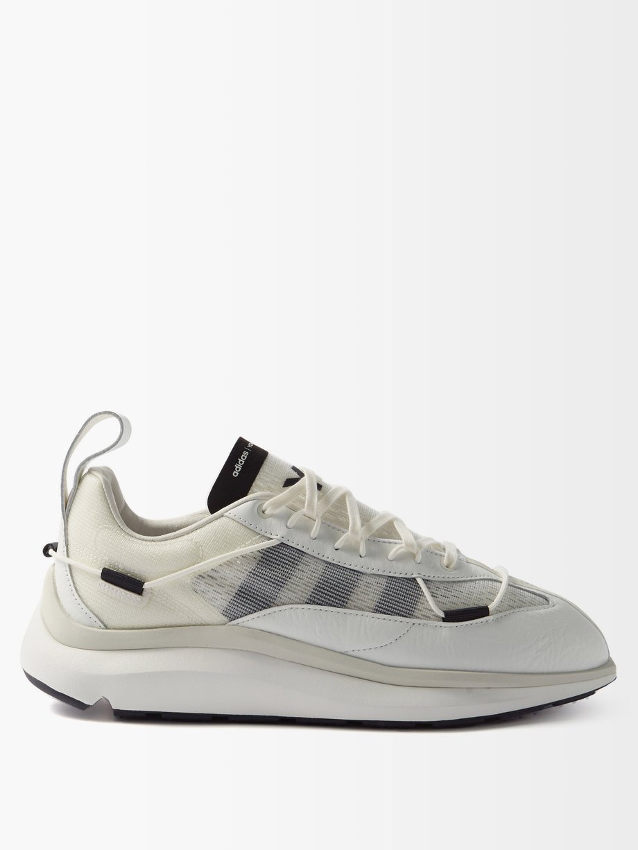 Y-3 White Shiku Run faux-leather and mesh trainers
