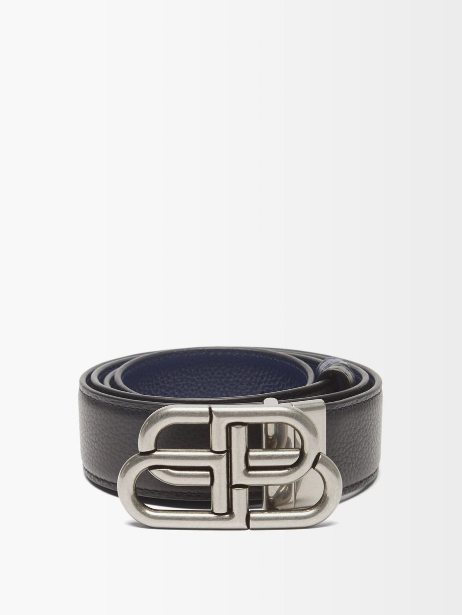 발렌시아가 가죽 벨트 Balenciaga Black Reversible BB-logo leather belt