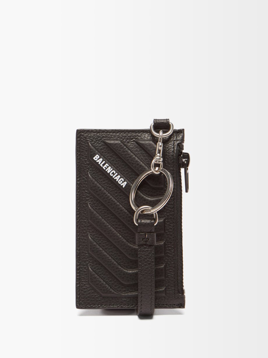 발렌시아가 Balenciaga Black Logo embossed-leather keyring cardholder