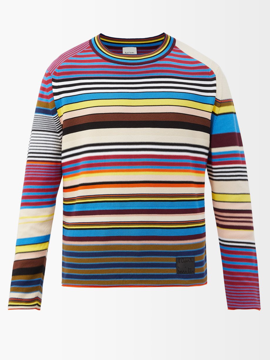 Paul Smith ポール スミス ボーダー コットンセーター パープル Matchesfashion マッチズファッション