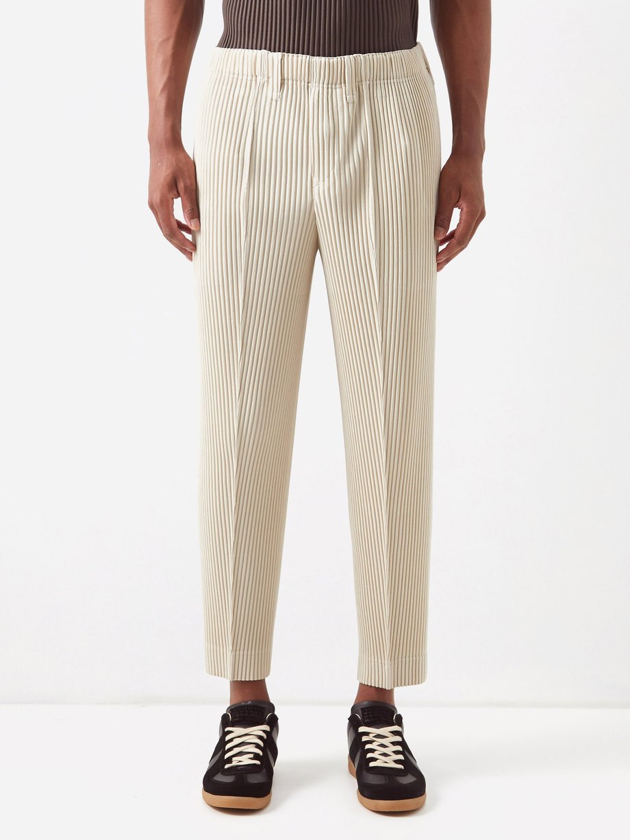 Technical-pleated tapered-leg trousers Beige Homme Plissé Issey Miyake |  MATCHESFASHION FR