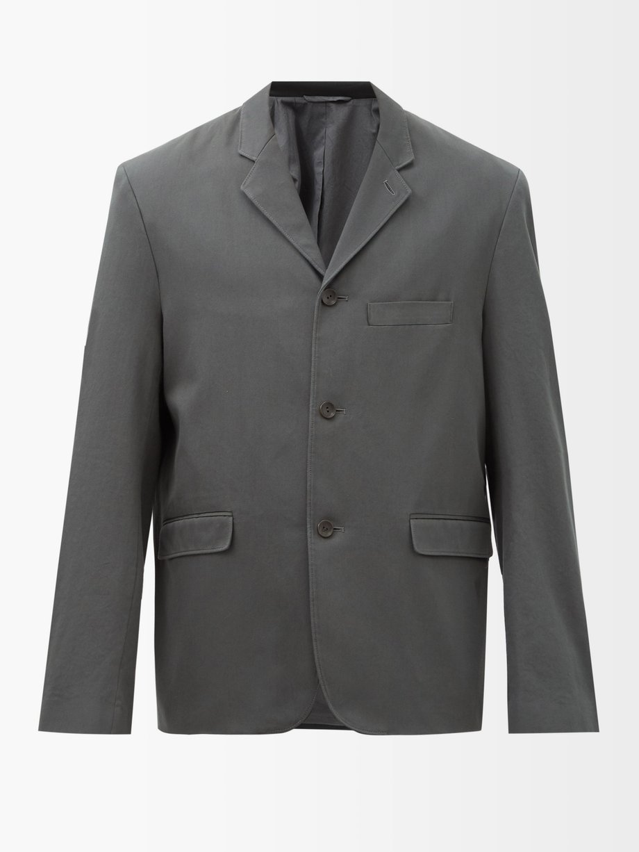 르메르 Lemaire Green Single-breasted cotton-twill jacket